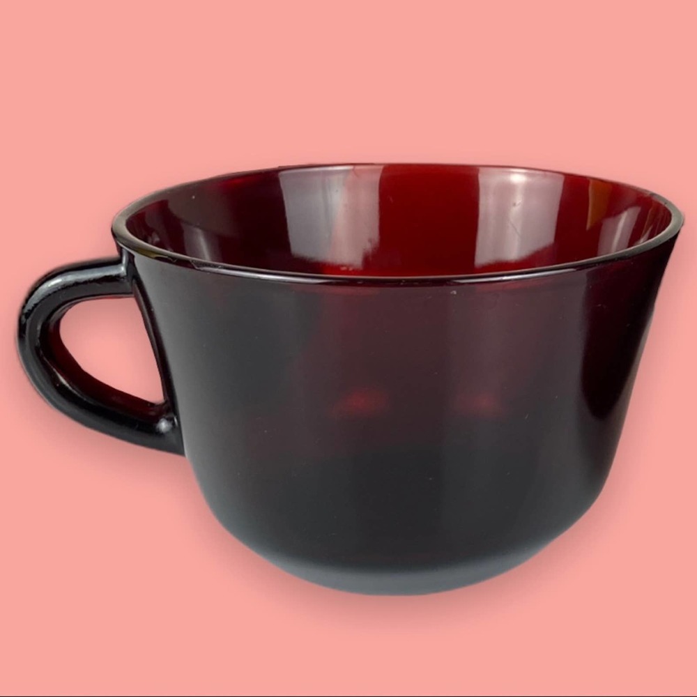 (Set of 4) Vintage Anchor Hocking Royal Ruby Red Teacups